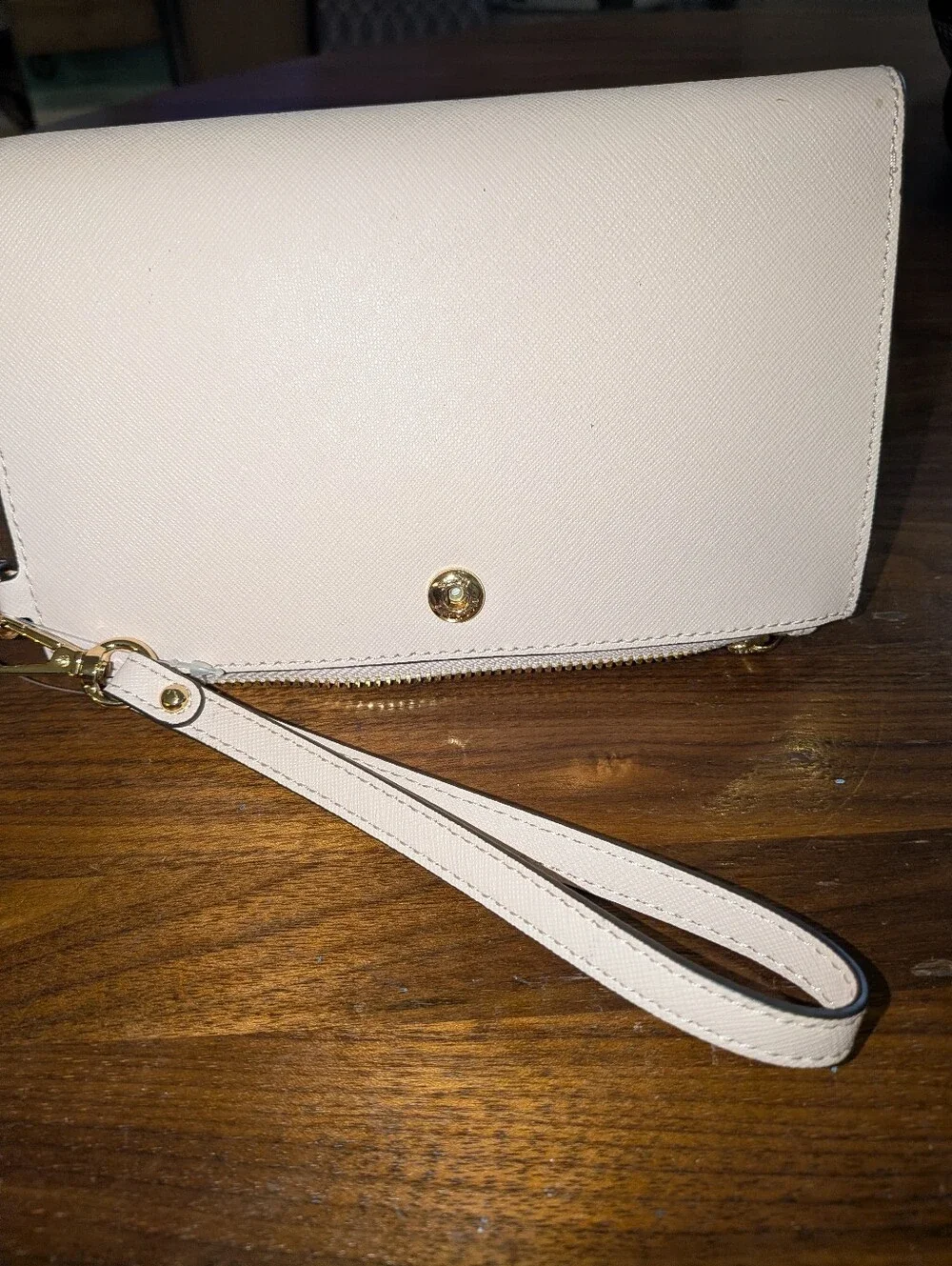NWOT Michael Kors Large Blush Saffiano Wallet Clutch Gold Zip